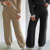 Женские осенне-зимние утепленные брюки с контрастной цветной вставкой, повседневные брюки-палаццо из тканой шерсти