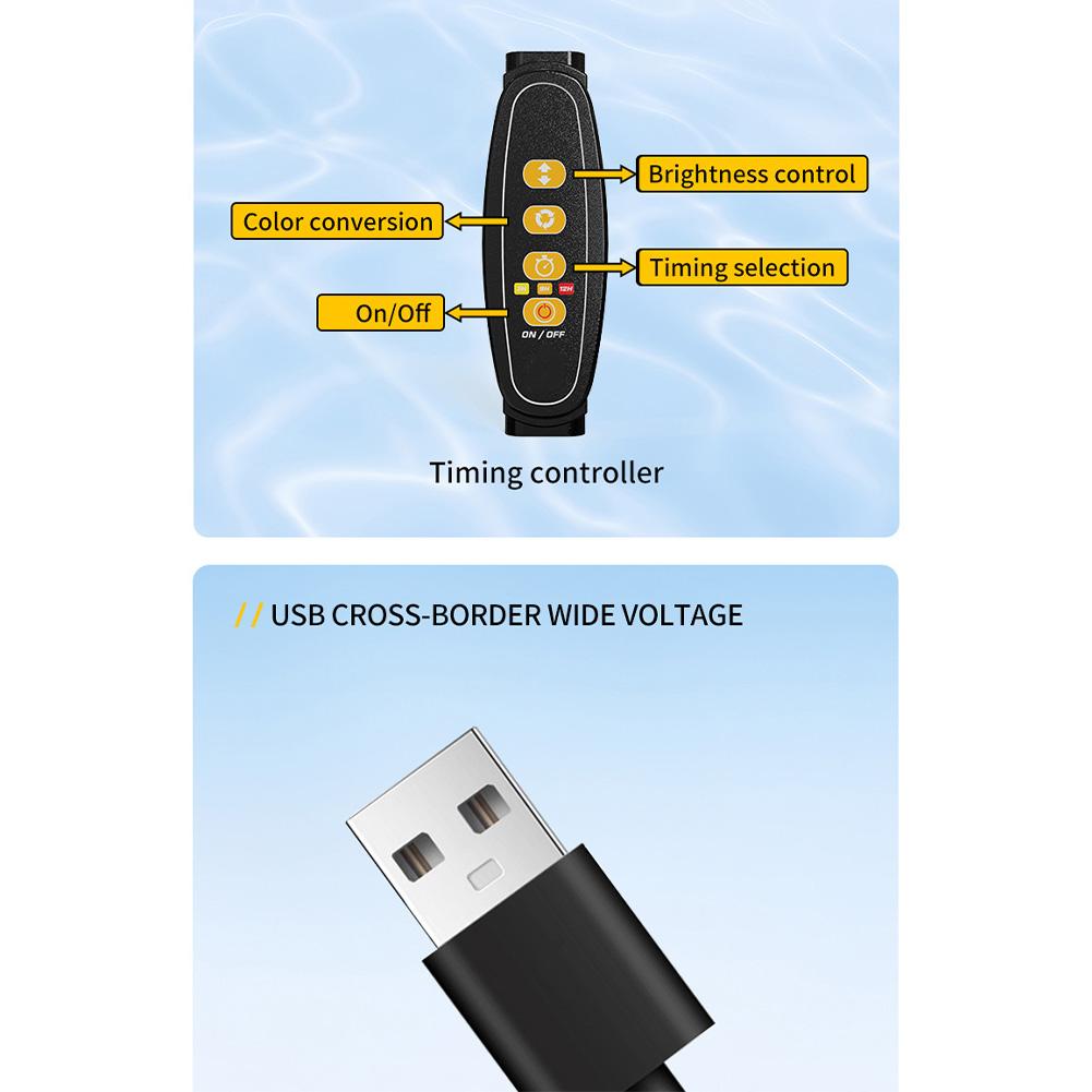 Светильник для аквариума из АБС-пластика, вращающийся на 360°, мини-светильник для аквариума с таймером, 6 Вт, светодиодная лампа USB для аквариума с 10 уровнями регулировки яркости
