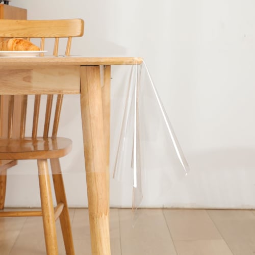 Прозрачная ПВХ скатерть, толщина 0,5 мм-0,23 мм, легко чистится, устойчива к пятнам, пылеустойчива, водонепроницаема, прочная и термостойкая (Прозрачный 0