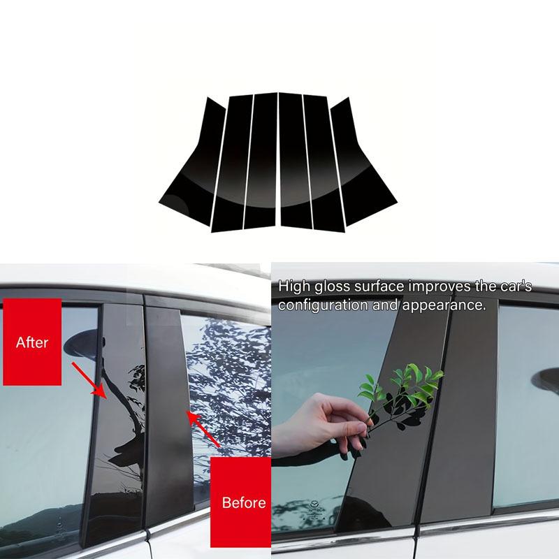 6pcs Set Suitable for 2017-2022 Car Modification Window Pillar PC Decorative Protection Strips, Scratch Prevention