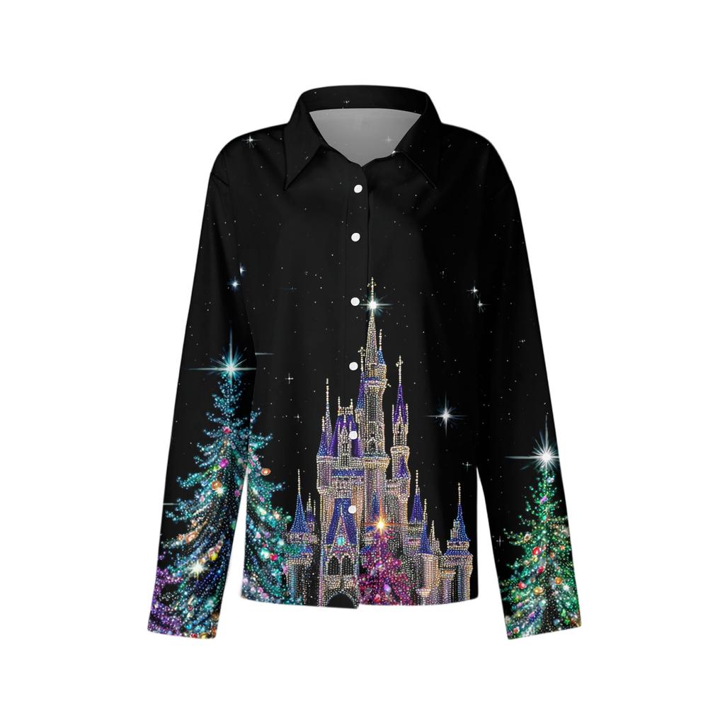 Женская рубашка с пуговицами с цветочным принтом, повседневная рубашка с длинными рукавами, блузки, повседневные базовые топы больших размеров