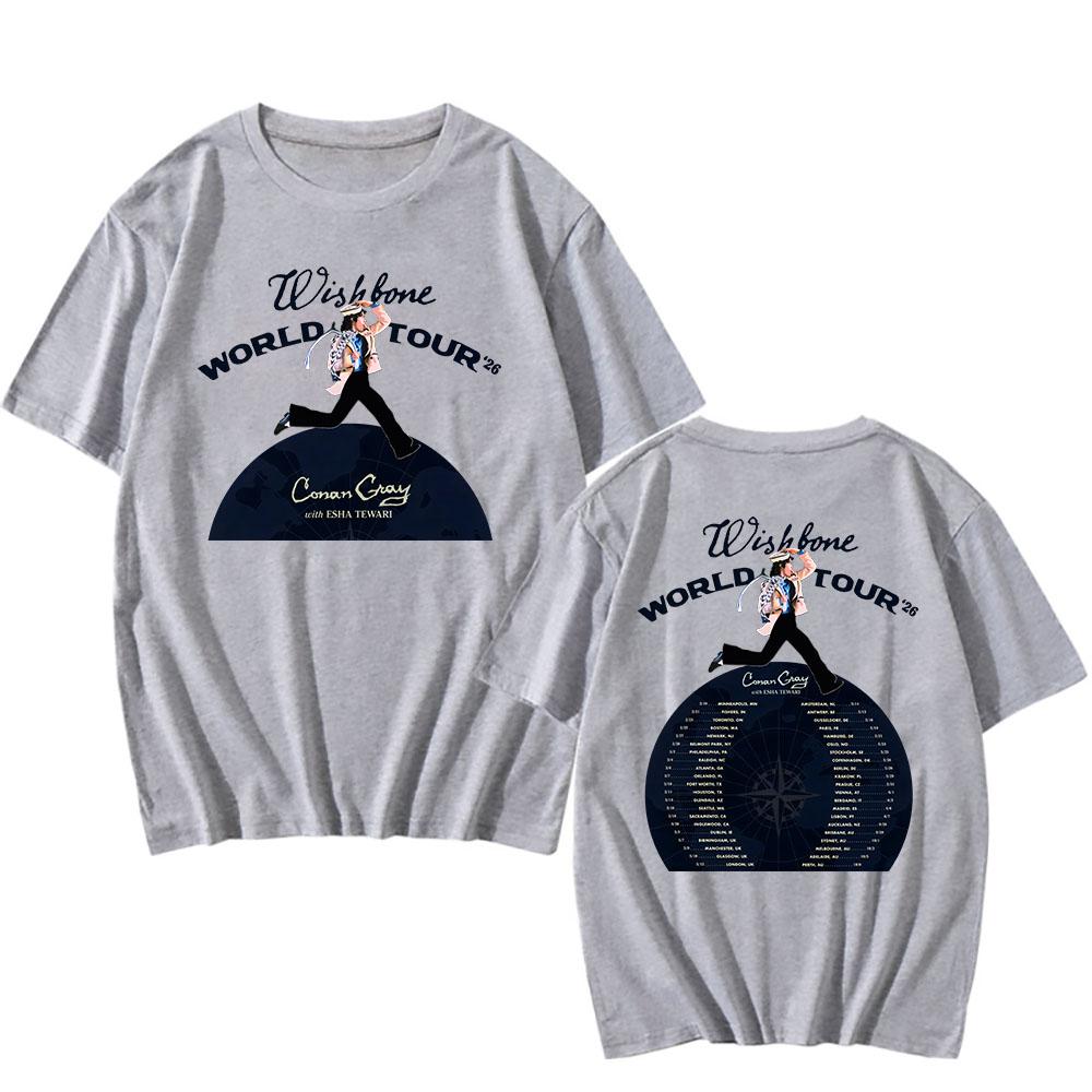 Wishbone World Tour 2026 Tshirts CONAN GRAY Singer Fashion T-shirt Short Sleeve Loose Cotton Male T Shirt Streetwear Unisex Tees