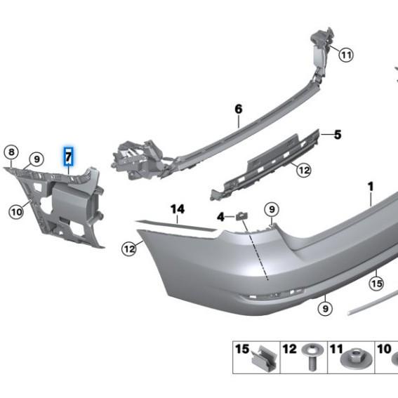 Кронштейн заднего бампера BMW 3 серии F34 GT (Номер детали: 51127293775, 51127293776)