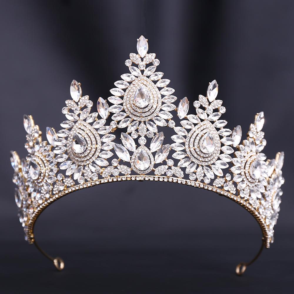 2026 Европейский и Американский Конкурс Красоты Свадебная Корона Головной Убор, Сплав Кристалл Свадебная Повязка на Голову Повязка на Голову Головной Убор Корона