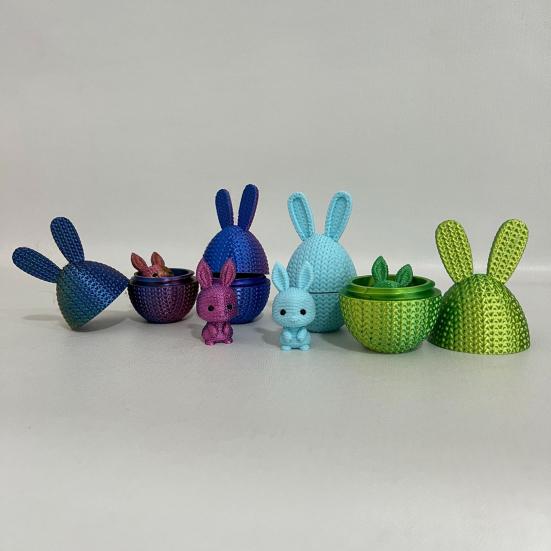 3D-печатное пасхальное яйцо-кролик, наполненное пасхальное яйцо с кроликом внутри, наполнители для пасхальной корзины для дома, офиса, декора стола