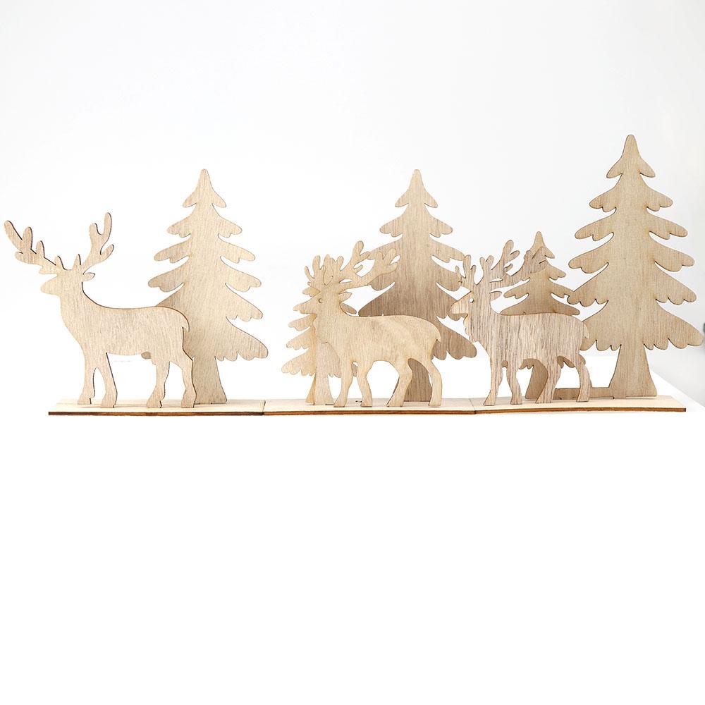 1 шт. Деревянные 3D DIY Сборные Поделки Украшения Рождественский Олень Санта-Клаус, для Рождественской Вечеринки Домашнего Стола Декор