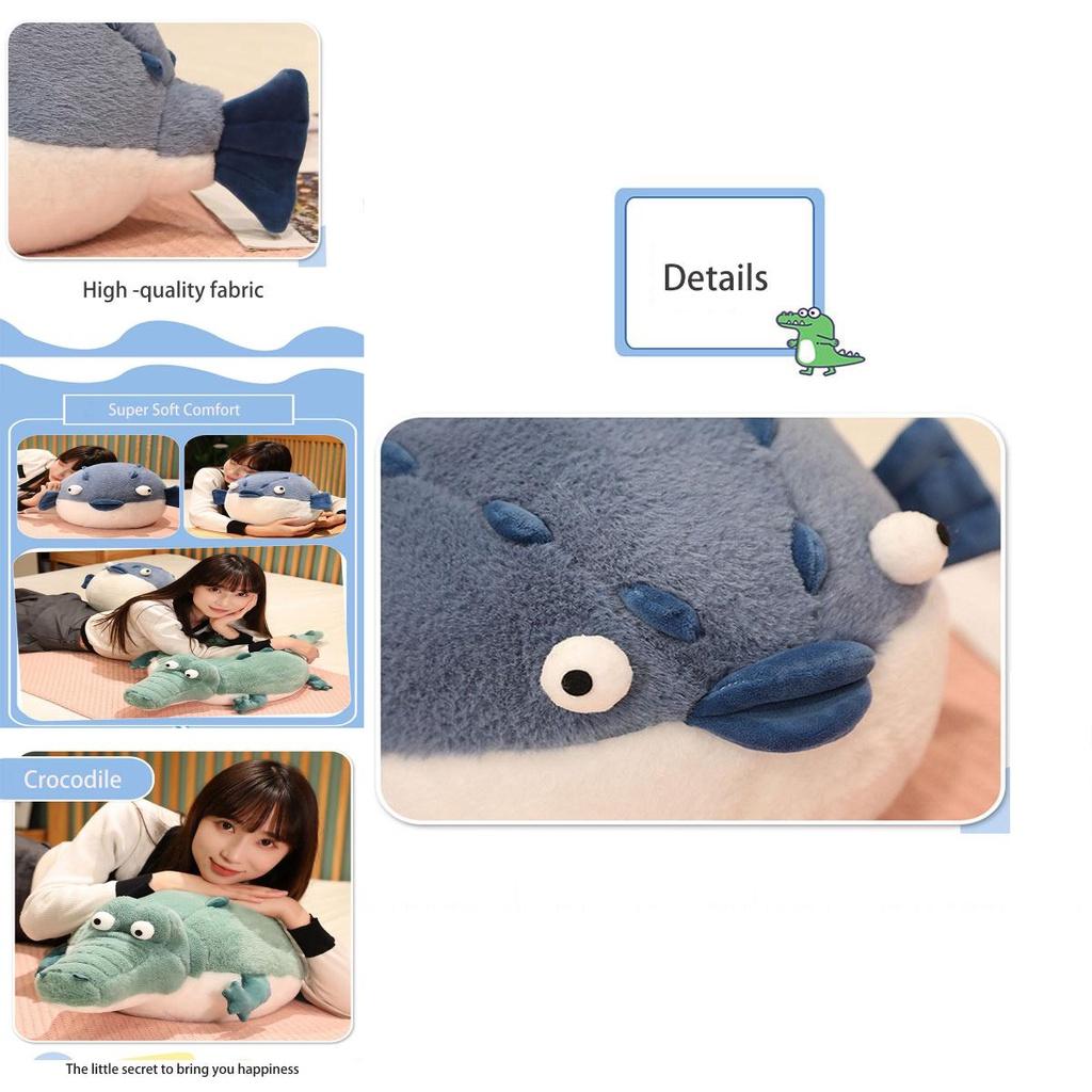 Cute And Soft River Puffer Crocodile Plush Toy Sleep Pillow Stuffed Animal Doll