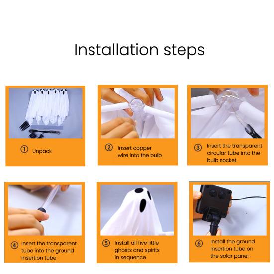 Waterproof Solar Ghost Lights with Playful Face Design LED Ghostly Ground Lamps Outdoor Halloween Decorations for Yard Garden Pathway