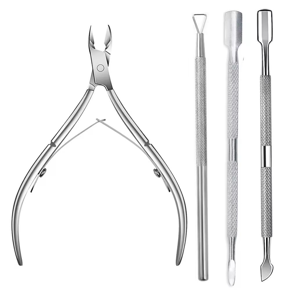 LINMANDA Cuticle Pliers with Cuticle Pusher Stainless Steel Cuticle Remover and Trimmer Perfect For Fingernails and Toenails