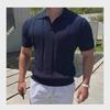 Мужская белая трикотажная рубашка-поло с коротким рукавом 2024 года — дышащая, высококачественная, летний тренд