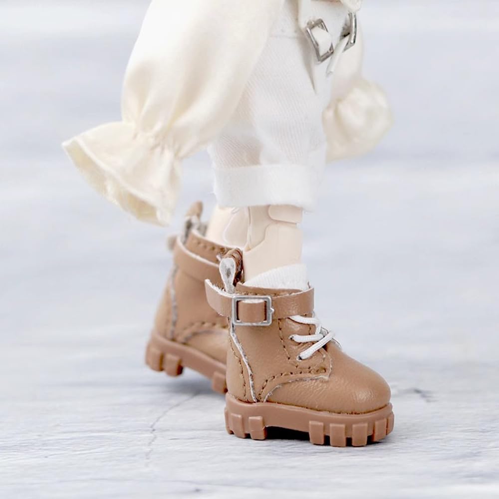 Obitsu 11 OB11 Size Obitsu Doll Shoes for 11cm Platform Boots with Stylish Solid 3 Colors Body, Straps, Colors, (Brown)