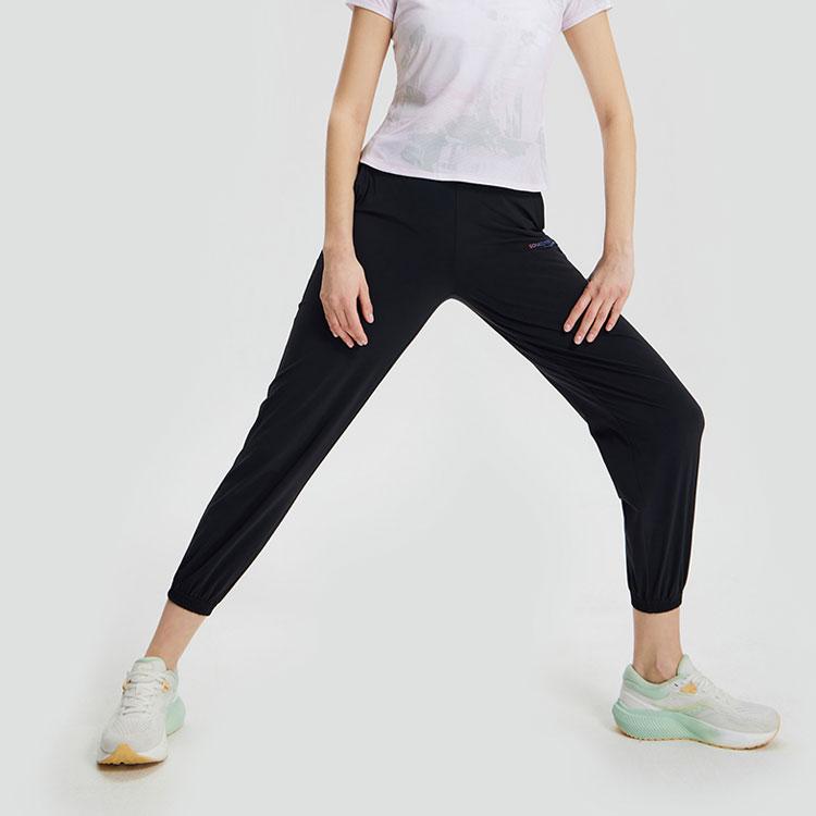 SAUCONY Логотип Эластичный пояс Зауженные Быстросохнущие Трикотажные Спортивные Брюки Женские брюки Черный SC1239070-1