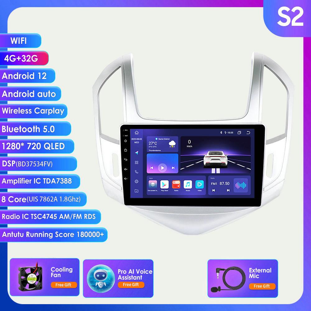 Hizpo 4G-LTE 9-дюймовый Android 12 Автомобильный радиоприемник для Chevrolet Cruze J300 J308 2012-2015 Мультимедийный плеер GPS 2Din Carplay Авто Стерео Bluetooth SWC Головное устройство