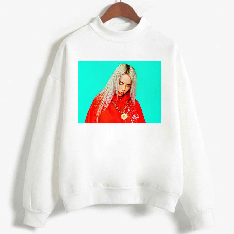 Женская толстовка Billie Eilish с капюшоном, однотонная, с длинным рукавом, свободная водолазка с капюшоном и надписью