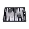 Luxury Backgammon 18" 45.5 Cm - High Quality - Faux Leather, Special Inlaid Felt, Pearly Chips and Dice (Black/White/Grey)