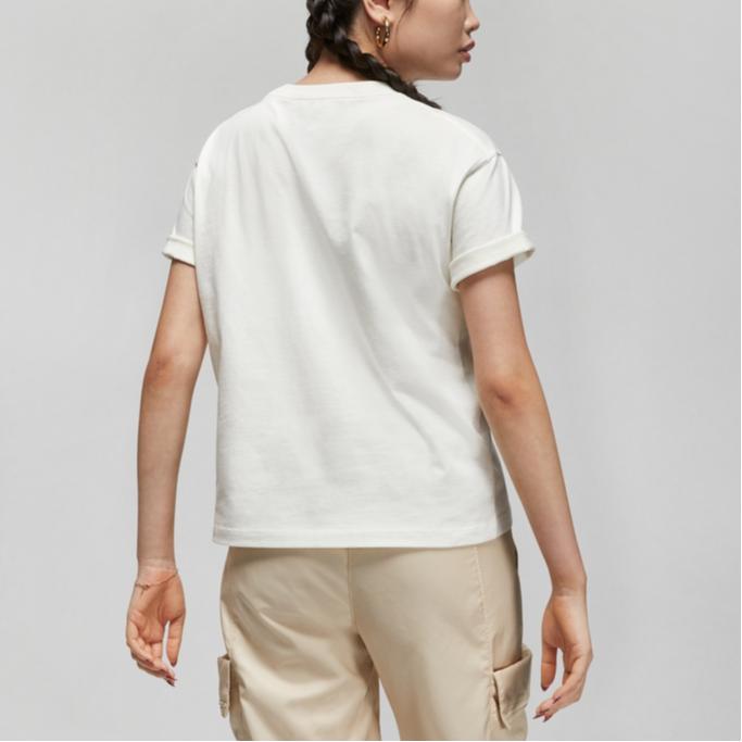 Jordan Футболка с круглым вырезом и сплошным логотипом, спортивная, повседневная, с коротким рукавом, женская, бежевая DO5021-133