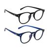 Dervin Raised Retro Oval Unisex Glasses Spectacle Frames for Men Women Boys Girls (50, Clear) - Combo of 2