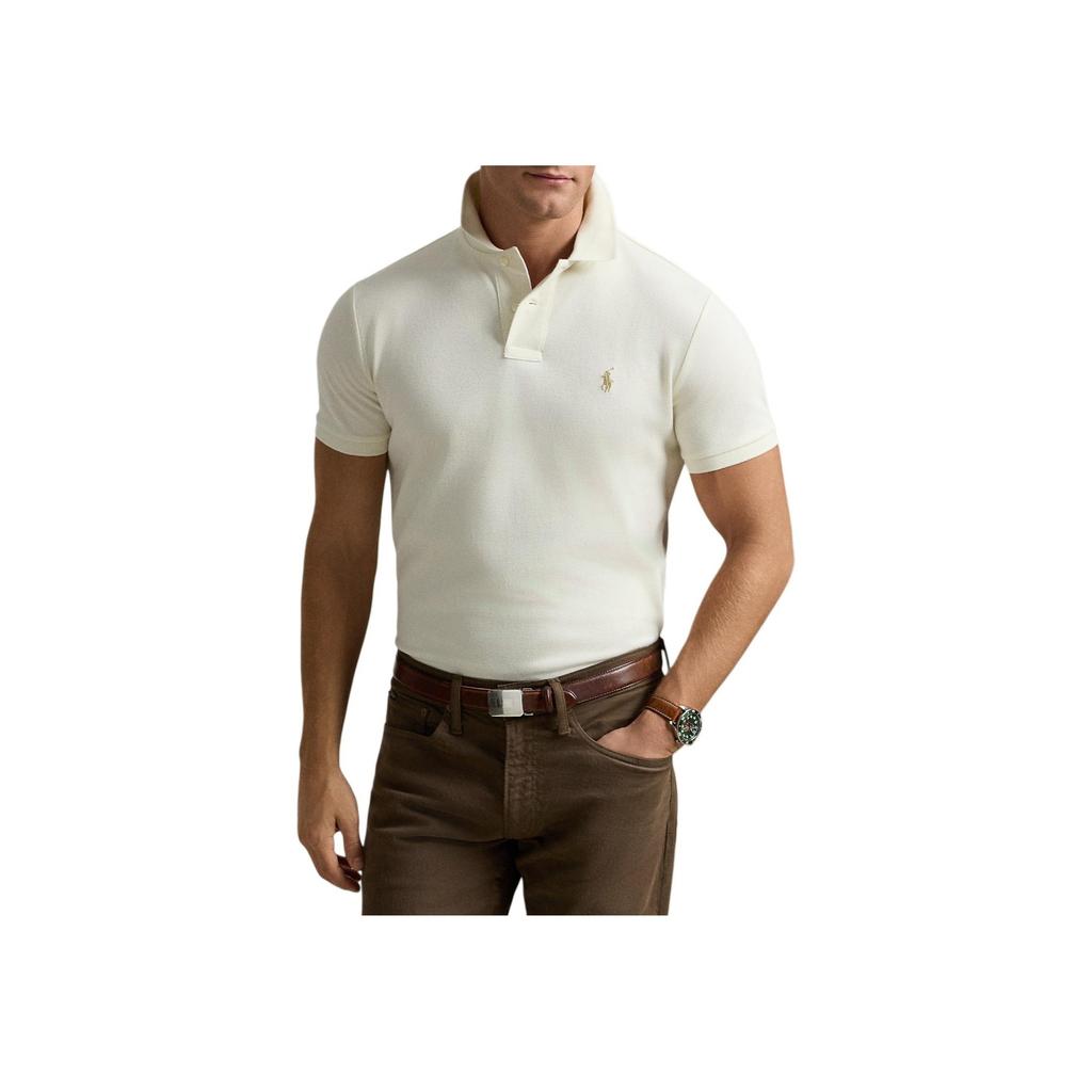 Polo Ralph Lauren Вышитая Пуговичная Футболка-поло с коротким рукавом Мужские топы Белый 710910898-008