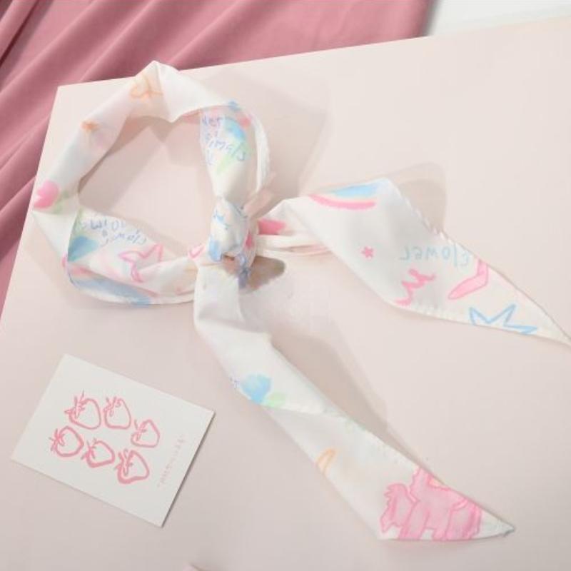 Rainbow Headscarf Dopamine Girls Wear Scarf Aesthetic Accessories Triangular Headscarf Graffiti Printed Scarves Sweet Cool Scarf