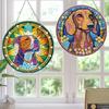 2Pcs Animal Theme 2D Flat DIY Hanging Diamond Art Kits Rhinestone Diamond Art Window Pendants Window Hanging Art for Home Decor