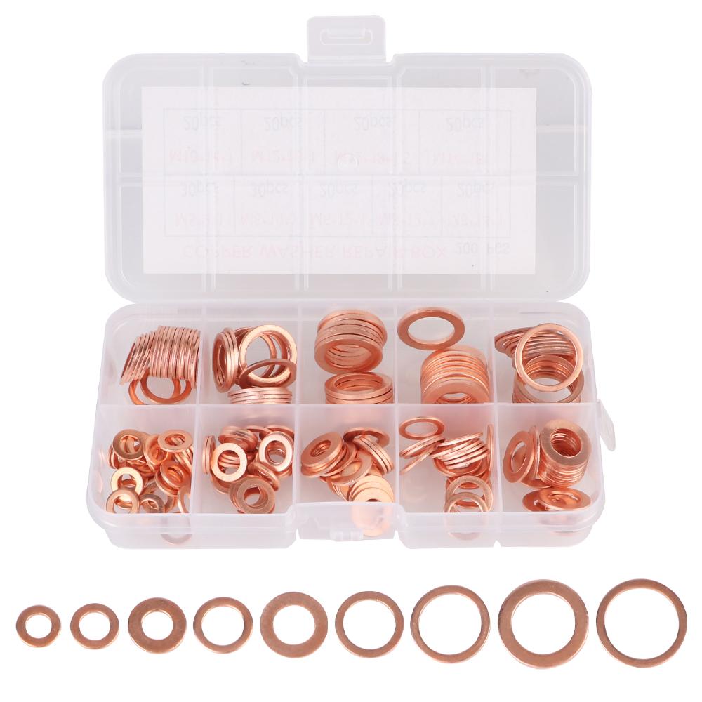 Медная шайба, прокладка, гайка и болт, набор плоских колец, набор уплотнений, комбинированный набор уплотнений, плоские установочные шайбы M5/M6/M8/M10/M12/M14 200 шт.