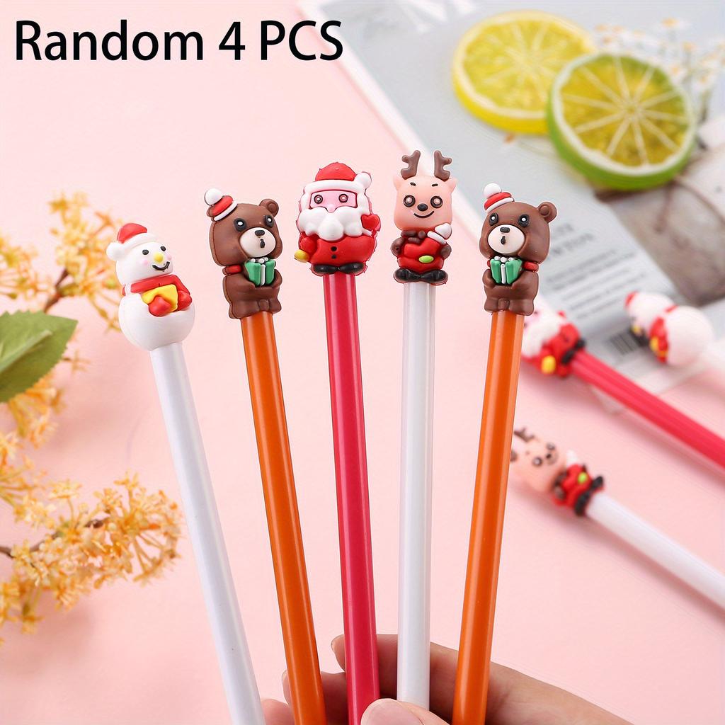 4/ 8 шт. Милая игрушка коричневый медведь Нейтральная ручка Черная 0,5 мм Пишет плавно для награды на уроке для студента Рождественский подарок для девочки Школьный приз на экзамене Снова в школу