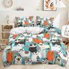 Cute Cartoon Cat Bedding Set Soft Microfiber Bed Linen With Pillowcases Queen King Single Size Animals 135X200Cm Duvet Cover Set