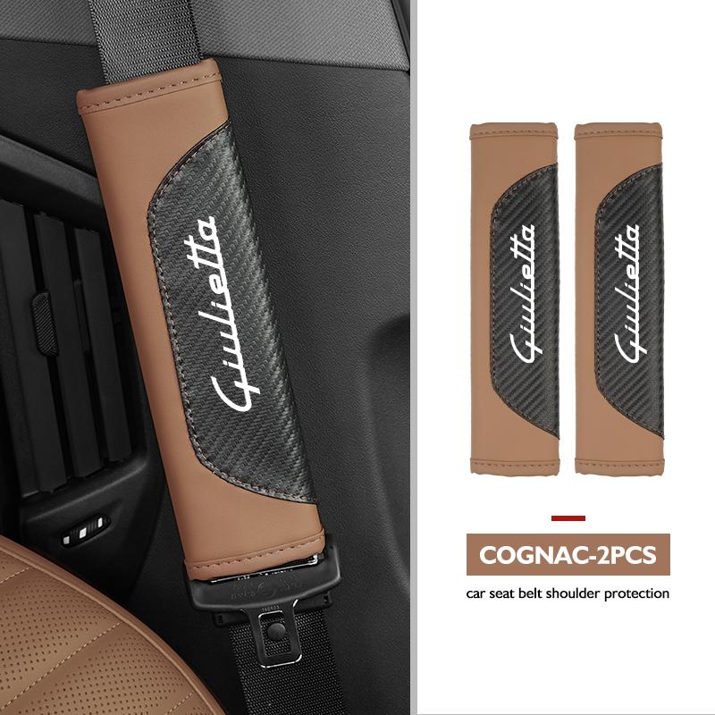 AAACO1 Car Seat Belt Shoulder Cover Protection Pads Safety Belt Accessories For Alfa Romeo GT Stelvio F1 Brera Volante Tonale Gloria