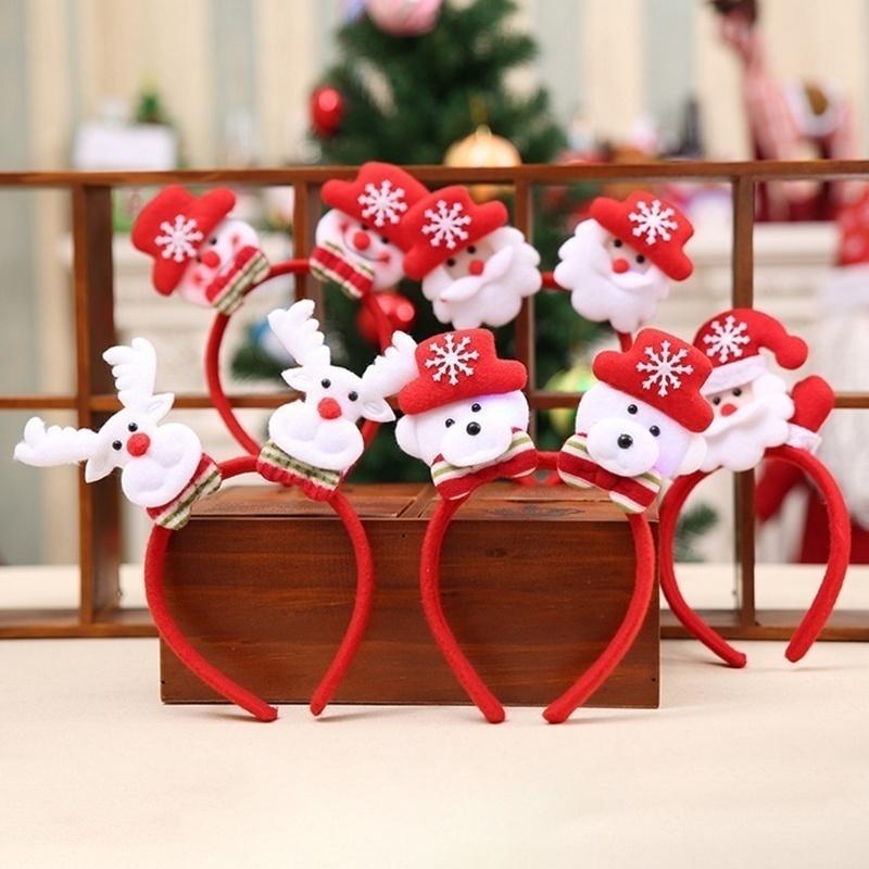 New Arrival Cute LED Santa Elk Snowman Whitebear Hairband Christmas LED Light Headband Party Christmas Decoration