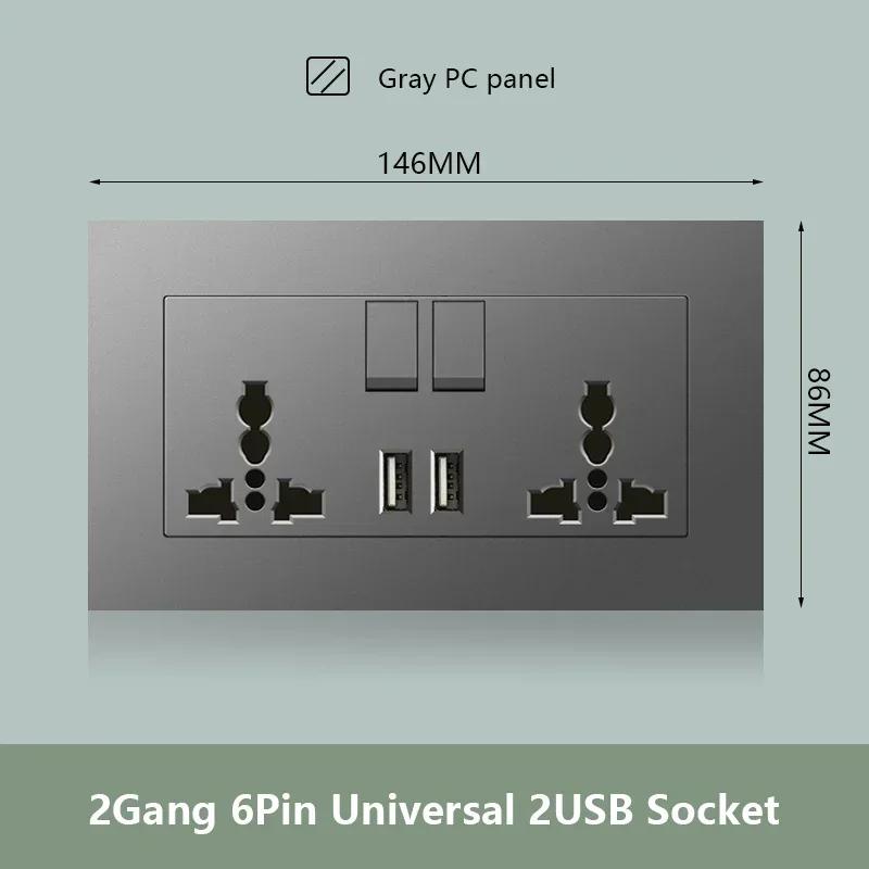 Универсальная двойная розетка с быстрой зарядкой Type-C мощностью 18 Вт, настенный электрический светильник с выключателем на 2 направления, Великобритания, 13 А, двойная розетка USB
