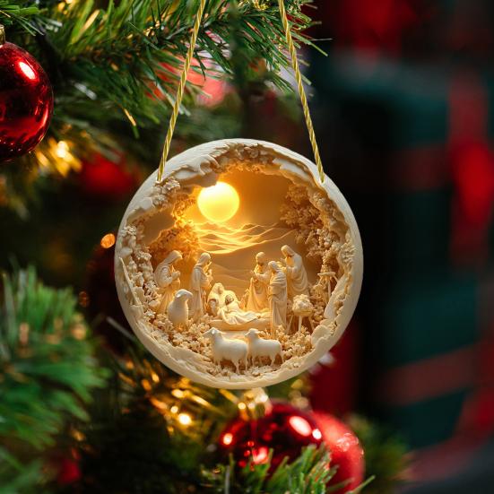 Акриловый наружный кулон Рождественский вертеп Украшение Рождественская елка Подвесной кулон Памятный подарок Рождение Иисуса