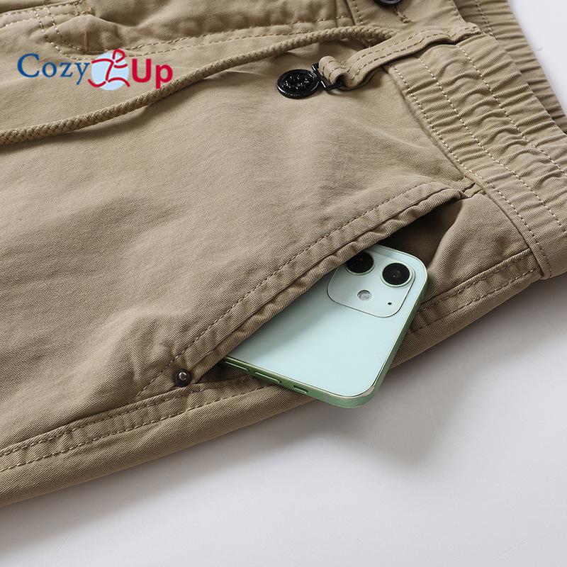 Мужские однотонные брюки-карго Cosy Up — прямого кроя с дополнительным отделением для хранения и завязкой на шнурке