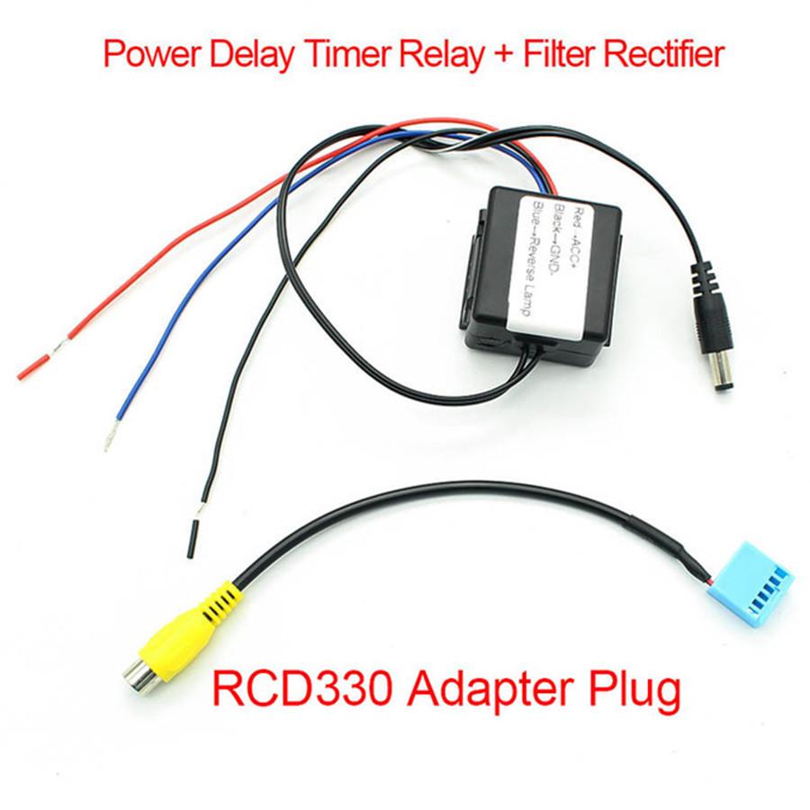 2-in-1 Rear View Camera Power Delay Timer Relay Rectifier RCA Conversion Adapter