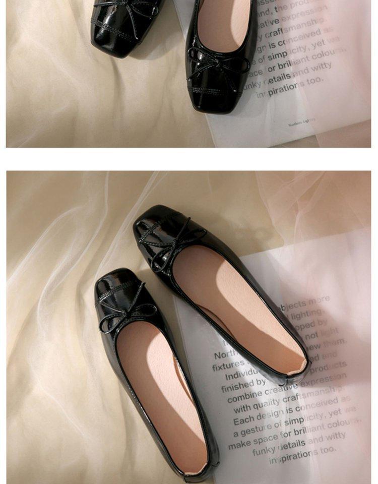 Bow Flat-soled Single Shoes Women's Spring 2024 New French Xiaoxiangfeng Nude Patent Leather Soft-soled Four-season Evening Shoes
