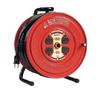 HATAYA GS-50 Cord Reel for Indoor Use, 100V, 50m Cord, 2.0mm Thickness, Standard Type, Built-in Temperature Sensor, 4 Outlets, Dustproof Caps, Flat