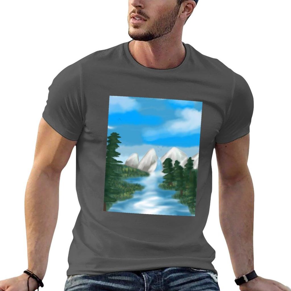 Mountain Landscape Tshirt Big Size Short Sleeve Tee For Unisex