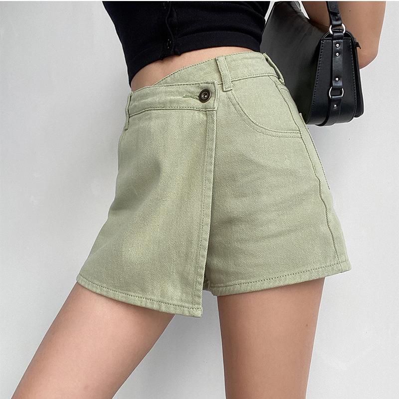 Elegant and Fashion High-waisted A-line Denim Shorts Women's Summer Light-colored Design Sense Temperament Slim Trendy Culottes
