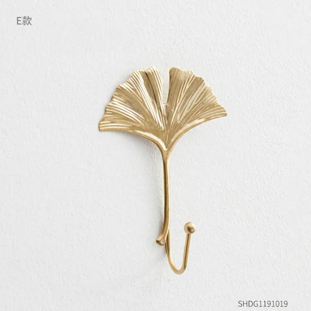 Скандинавский Легкий Роскошный Золотой Лист Настенный Крючок для Одежды Без Пробивания Отверстий Настенная Вешалка для Одежды Крючок для Ключей Декорация Домашнее Хранение