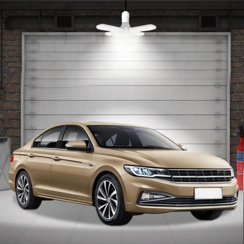 Светодиодная лампа E27 Складная лампа с лопастями вентилятора 45 Вт 60 Вт Регулируемый внутренний свет Дом Фабрика Гараж Мастерская Энергосбережение AC 220 В 240 В