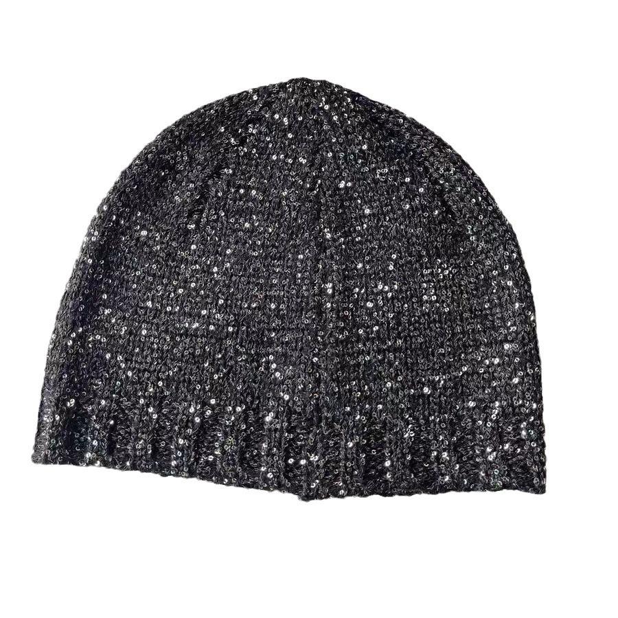 Новая корейская вязаная шапка с пайетками для женщин, осень-зима, для мужчин и женщин, уличная мода, хип-хоп, индивидуальная теплая шапка-бини с черепом