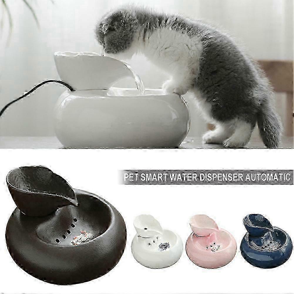 Electric Pet Water Fountain with Filter - White Cat & Dog Water Bowl with USB Cable for Fresh Drinking Water