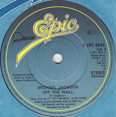7-дюймовая пластинка MICHAEL JACKSON Off The Wall SEPC8045 Epic 1979 UK SoulFunk Б/у