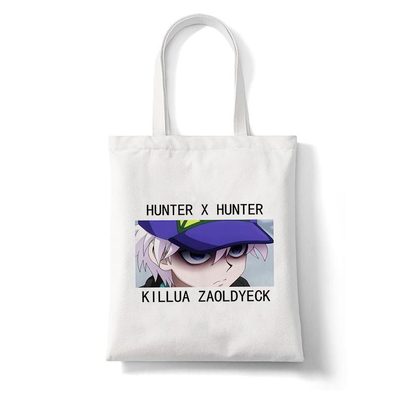 Anime Shopper Bag Hunter X Hunter Killua Zoldyck Shopping Bag Canvas Bag Tote Large Capacity Collapsible Handbags Shoulder Bag
