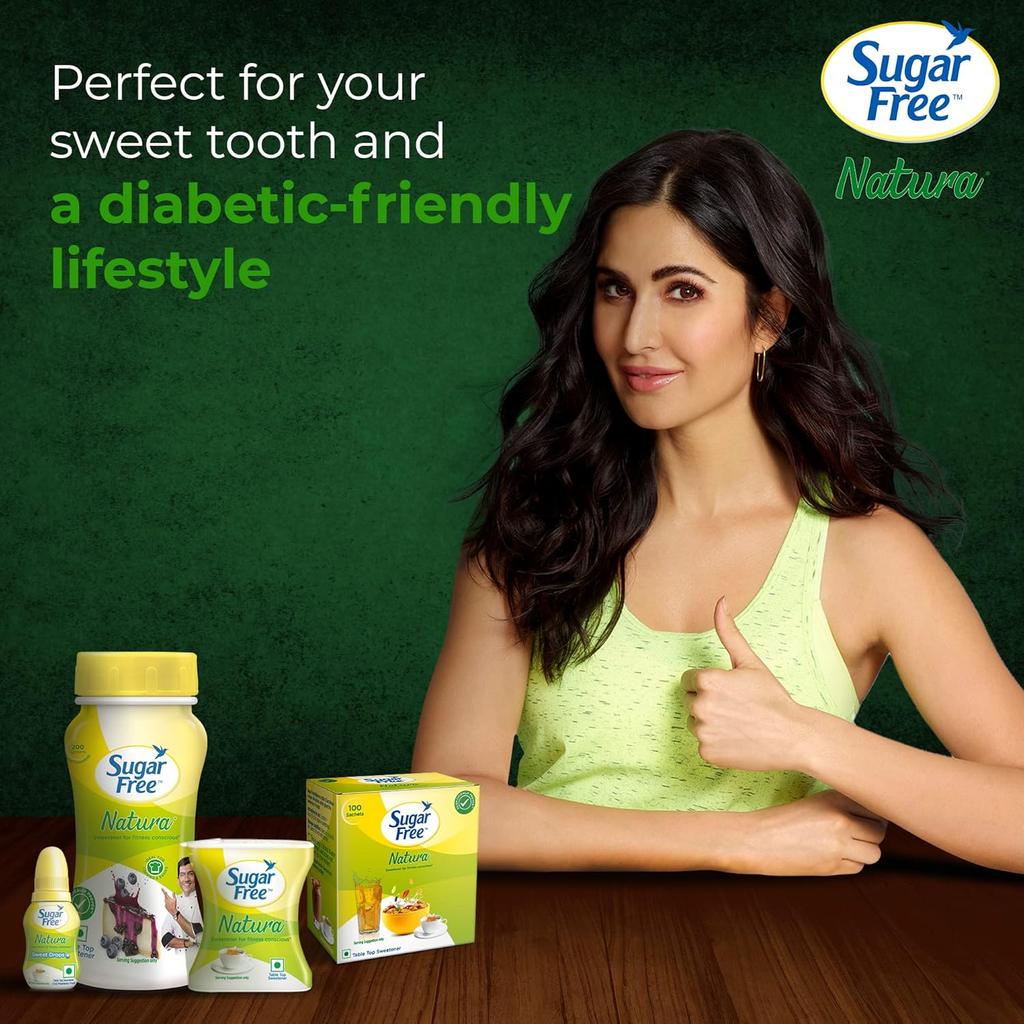 Sugar Free Natura Zero Calorie Sweetener 100 Sachets Pack of 2 | Equivalent To 1Kg Sugar | Heat-Stable, Safe & Sweet 75g