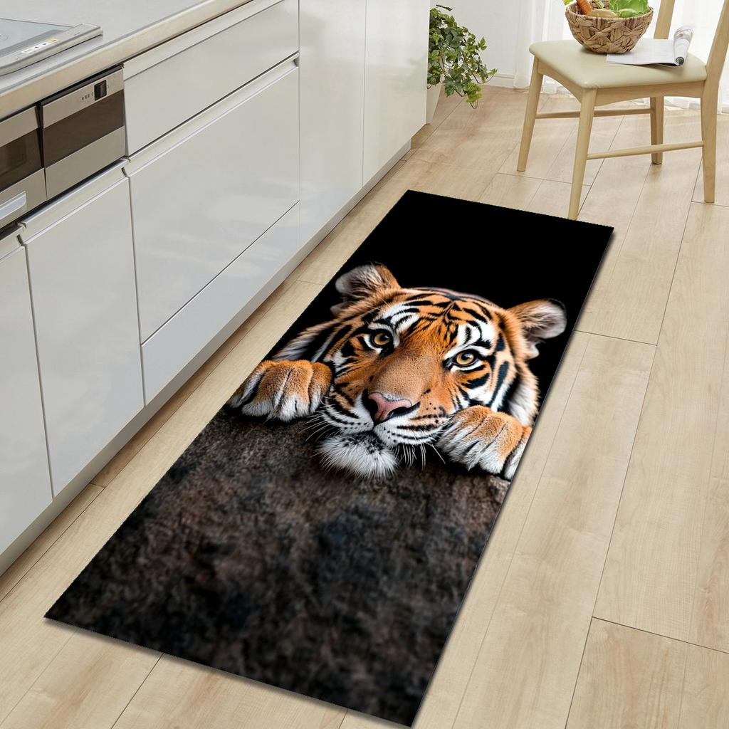 1Pcs Tiger Pattern Floor Mat Modern Kitchen Polyester Rug Non-Slip Colorful Indoor Carpet, For Home Bathroom Bedroom Living Room Decor