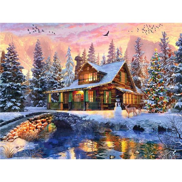 Full Drill Diamond Mosaic House 5D Diamond Embroidery Painting Landscape Winter Personalized Gift Christmas Decoration