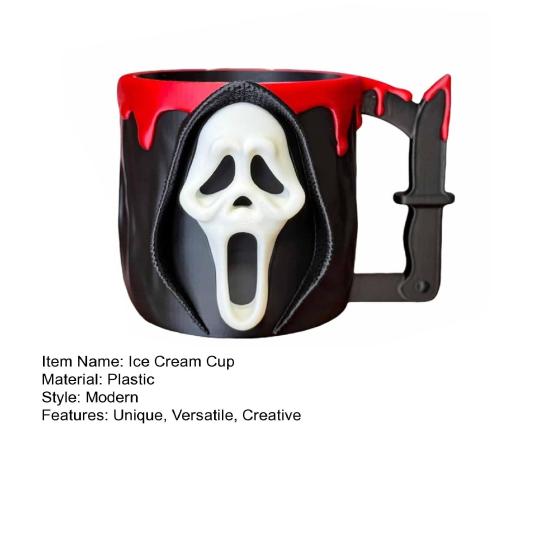 Держатель для пинты мороженого Держатель для ложки ужасов Многоразовые контейнеры для мороженого Держатель для пивной банки Подарки для фильмов ужасов