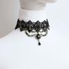 Винтажное готическое черное кружевное колье-колье с удлинительной цепочкой, кулон из искусственного кристалла с кисточкой, в стиле панк Лоли, ювелирные изделия на Хэллоуин, подарок для женщин и девочек