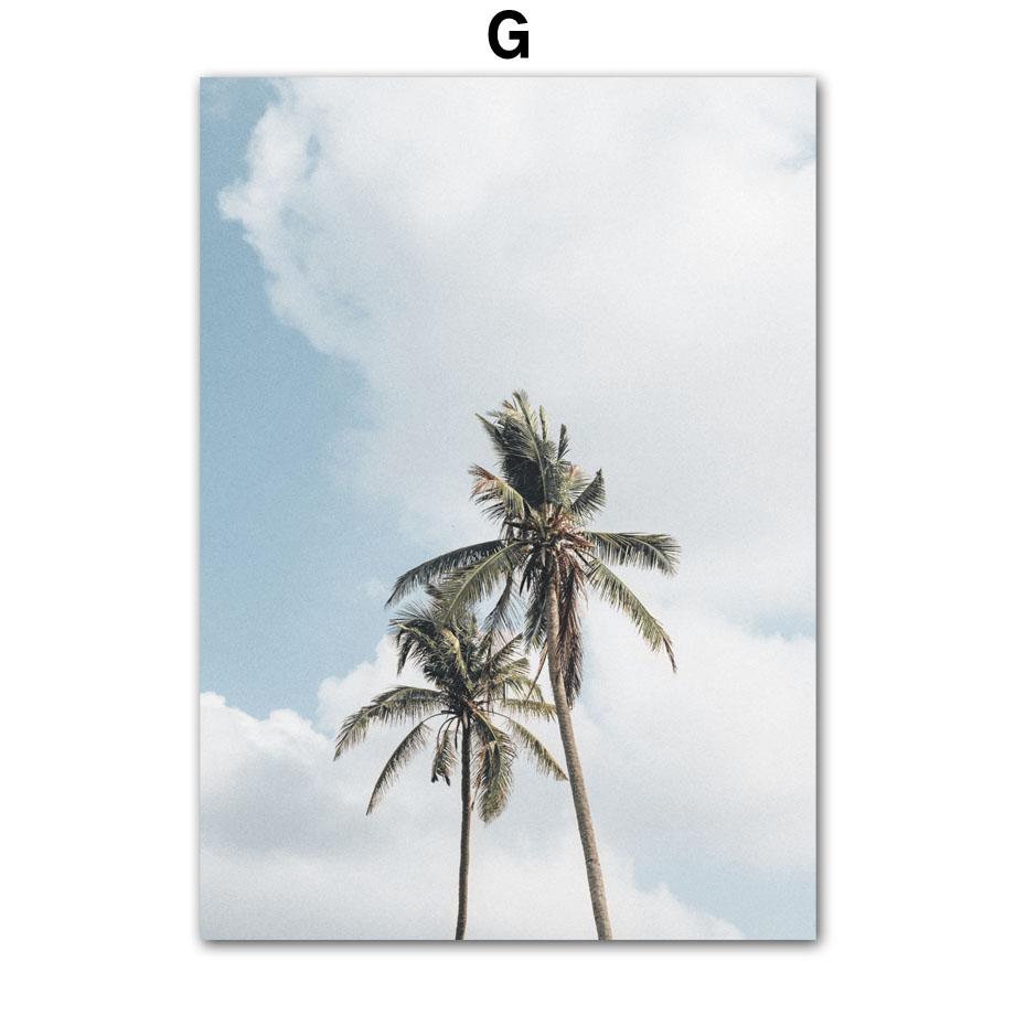 Автомобиль Чайка Шале Кокосовая Пальма Пляжный Пейзаж Настенная Картина на Холсте Плакат на скандинавскую тему и принты Настенная картина Декор в гостиную