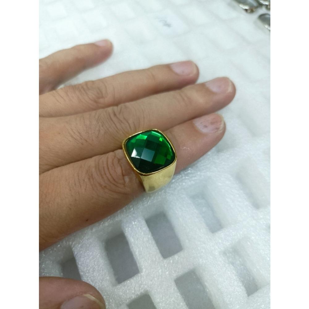 European And American Jewelry Titanium Steel Square Black Stone Ring Retro Trendy Girl Stainless Steel Personalized Punk Glossy Ring 2701